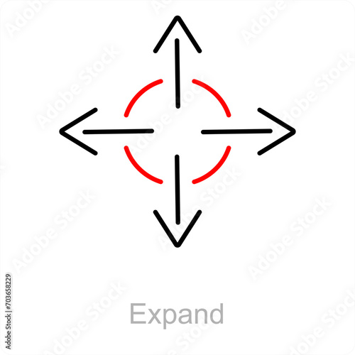 Expand and arrow icon concept 