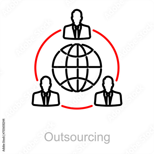Outsourcing and hr icon concept 