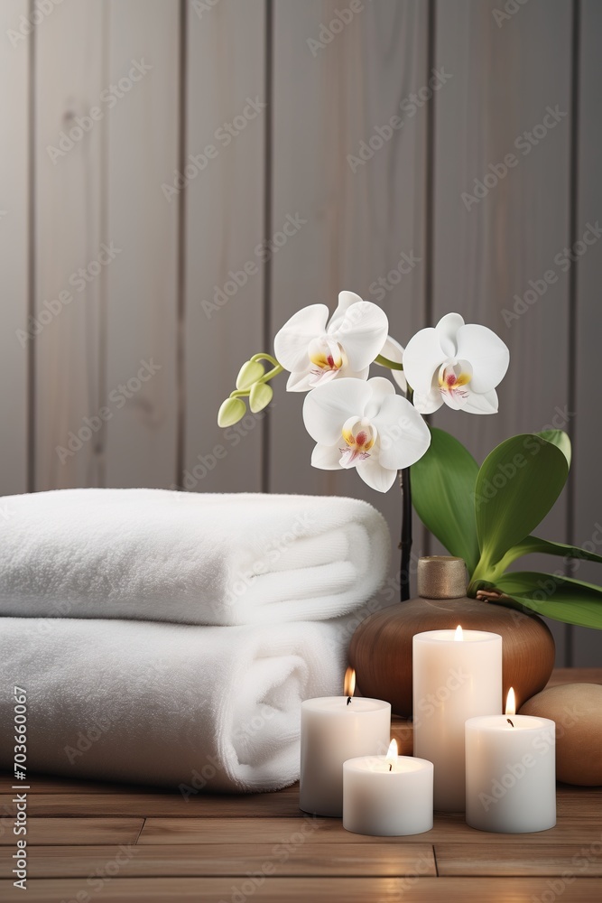 spa still life with stones and candle spa still life with stones and candle
