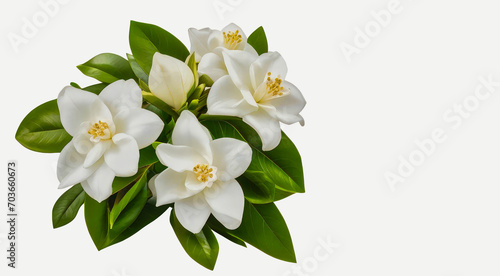 Fresh White Gardenia Flower or cape jasmine Blossom on White Background © electra kay-smith