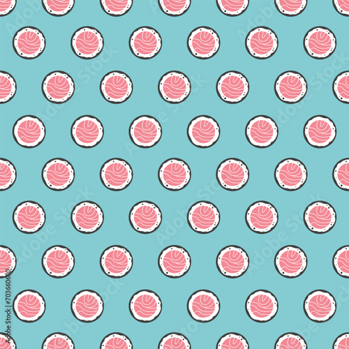 Seamless pattern sushi roll Japanese food