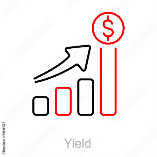 Yield and stock icon concept