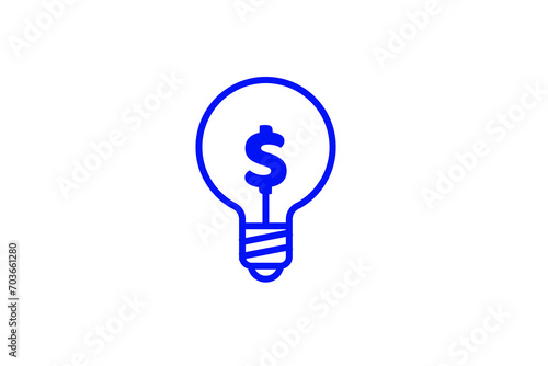 a dollar sign inside a light bulb illustration  isolated on white. Vector illustration.	
