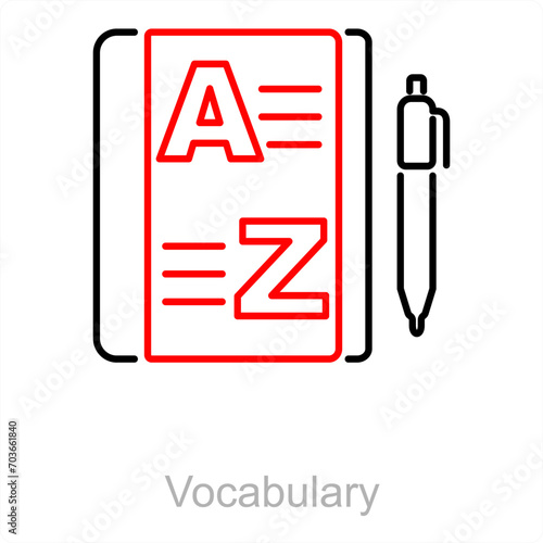 Vocabulary and language icon concept