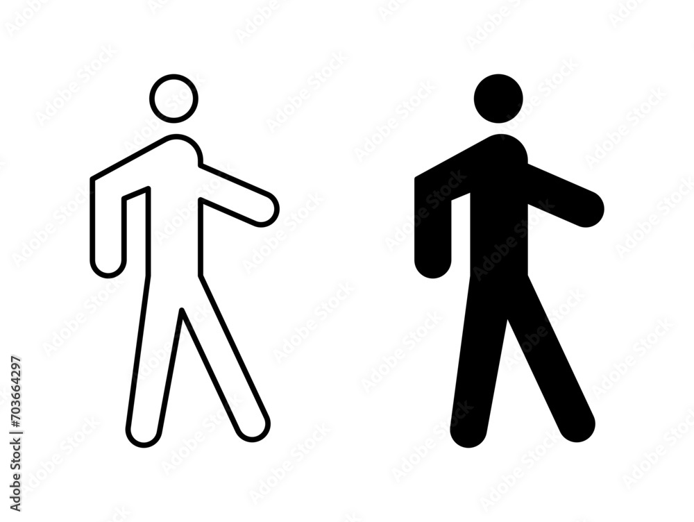Walker outline icon collection or set. Walker Thin vector line art Walker outline icon collection or set. Walker Thin vector line art