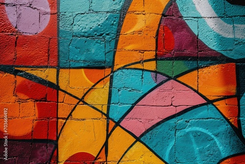 Close up of a vibrant mural painted on an urban street.