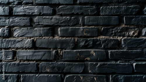 Wide-angle view of a black brick wall