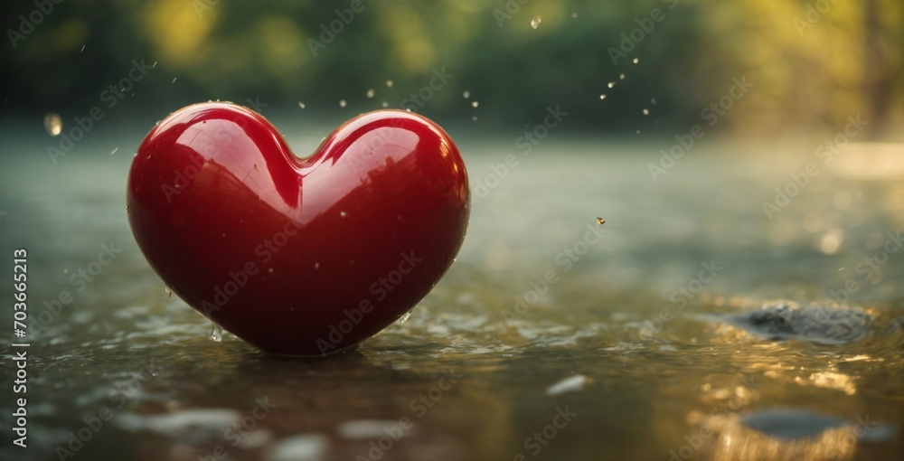 Fototapeta premium heart in the snow heart, love, valentine, symbol, day, romance, sky, red, shape, valentines, romantic, illustration, 