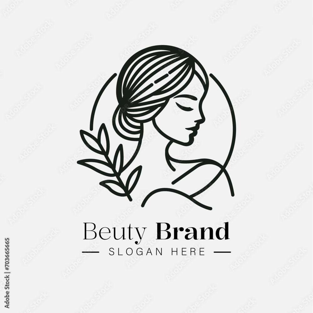 elegant beauty woman face and girl logo line art elegant beauty woman face and girl logo line art