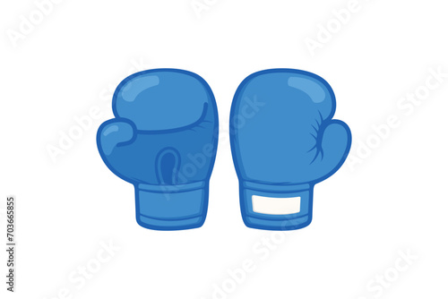 Blue boxing gloves isolated on white background. Vector illustration.