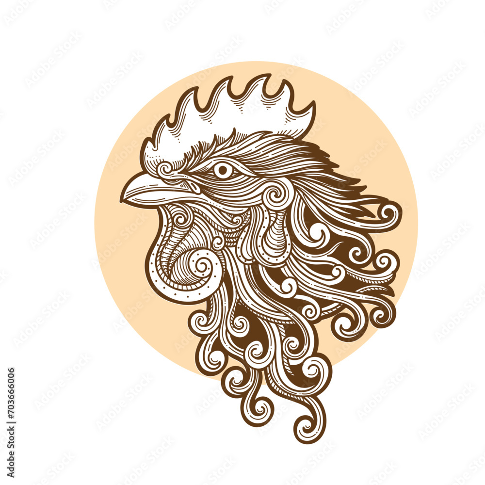 Hand drawn rooster head vector illustration