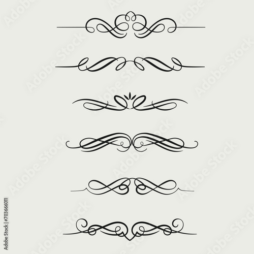 Hand drawn calligraphic flourish dividers