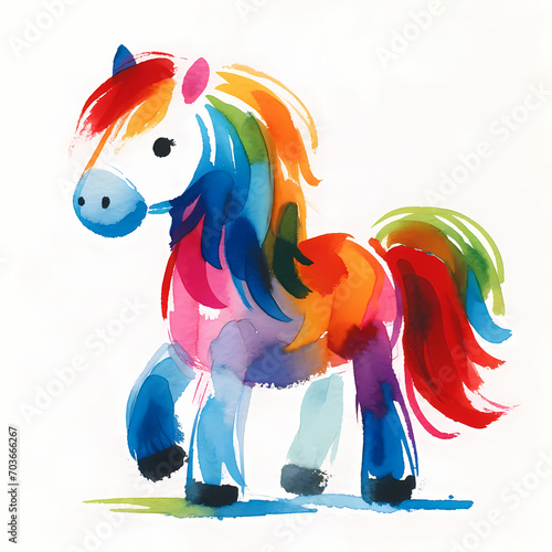 A painting of a horse by a kindergarten child using watercolors