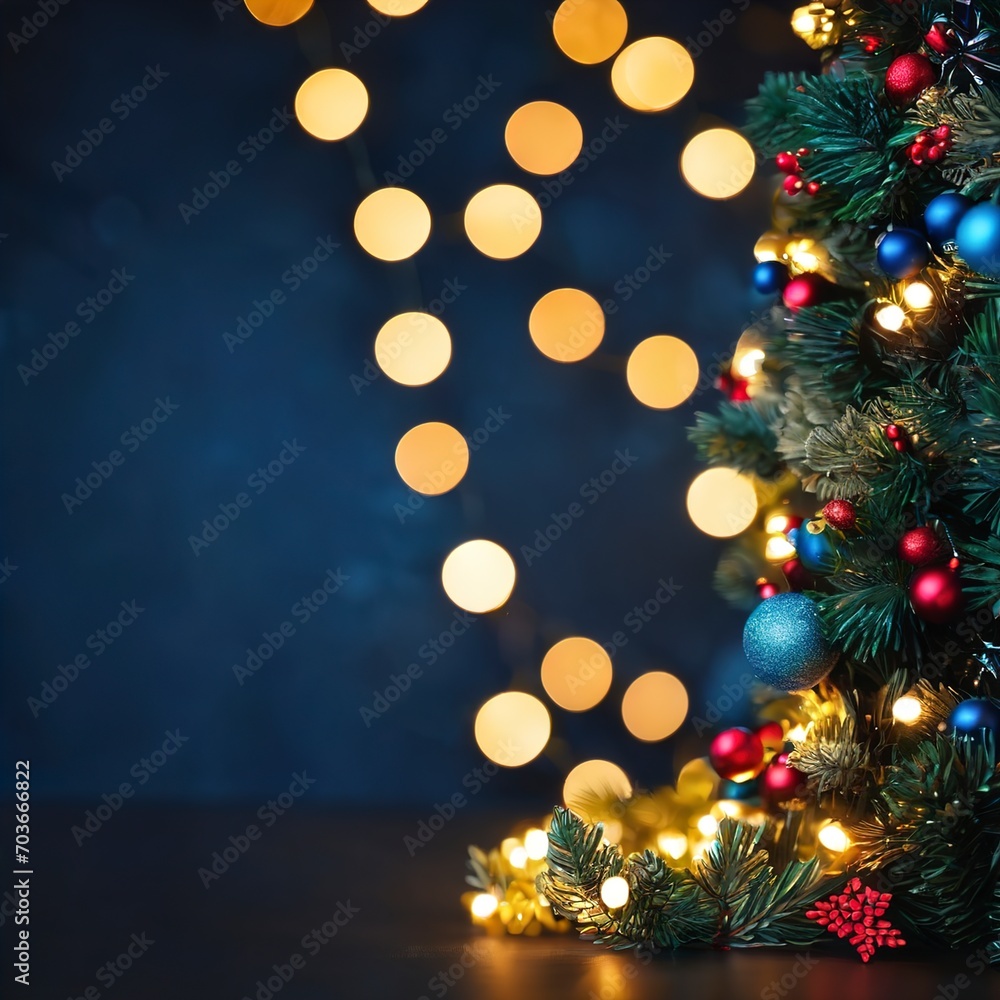 Christmas-garland-bokeh-lights-over-dark-blue-background