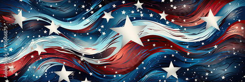 American USA flag in vintage retro style. Patriotic symbol of American independence with stripes and stars photo