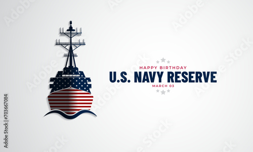 Happy Birthday US Navy Reserve March 03 Background Vector Illustration