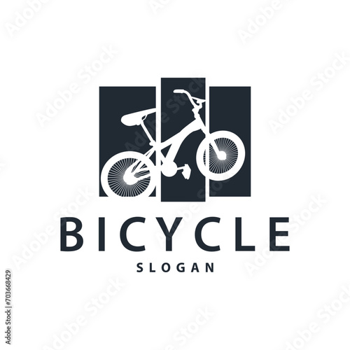 Bicycle logo design bicycle sport club simple vintage black silhouette template illustration