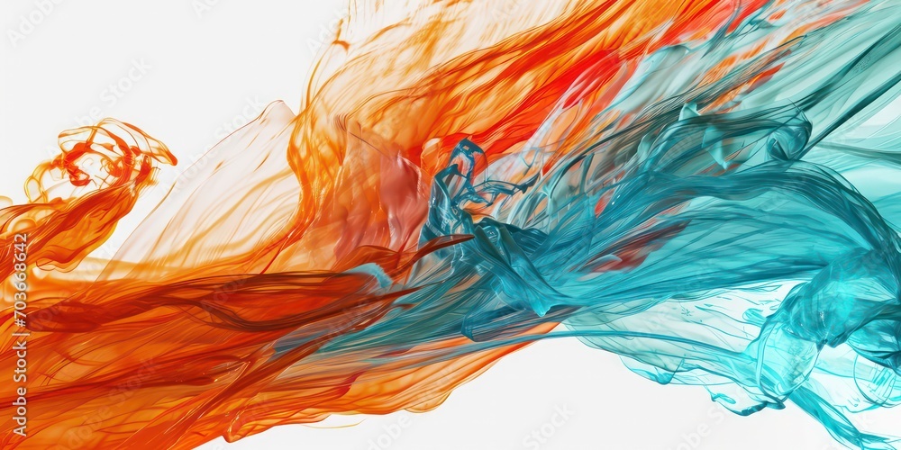Abstract Fluid Texture Orange and Bright Blue on paint light gray Background. Abstract Fluid Texture Orange and Bright Blue on paint light gray Background.
