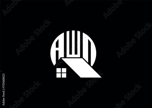 Real Estate Letter AWN Monogram Vector Logo.Home Or Building Shape AWN Logo