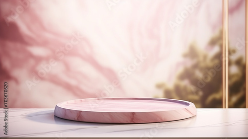 elegant design product display concept. empty pink marble top table