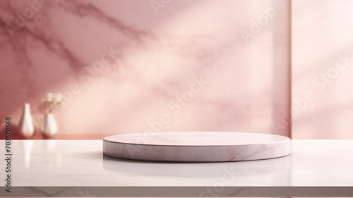 product display concept. elegant simple design empty pink marble top table