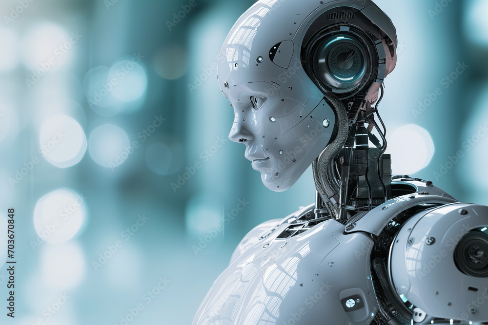 Fototapeta premium Artificial intelligence robotics and futuristic technology, machine learning and data analysis