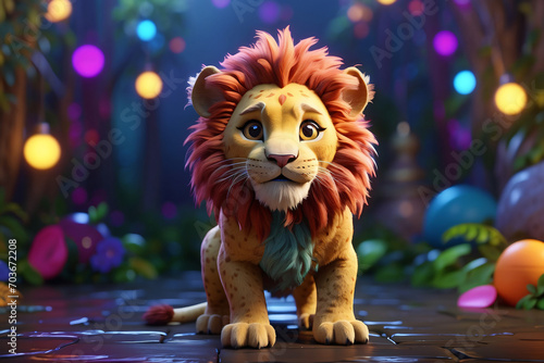 cute lion with fantasy colors
