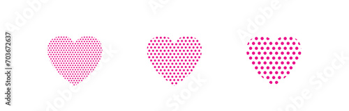Big heart made up of small pink dots. Heart pattern or texture. Vector illustration