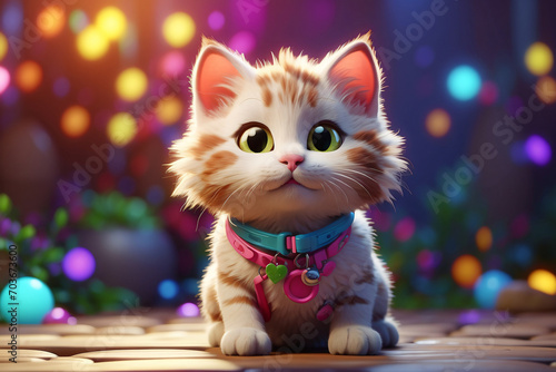 cute cat with fantasy colors