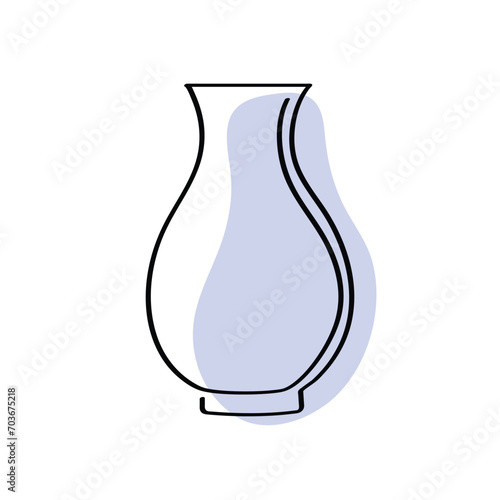 Flower pot showpiece single-line art drawing