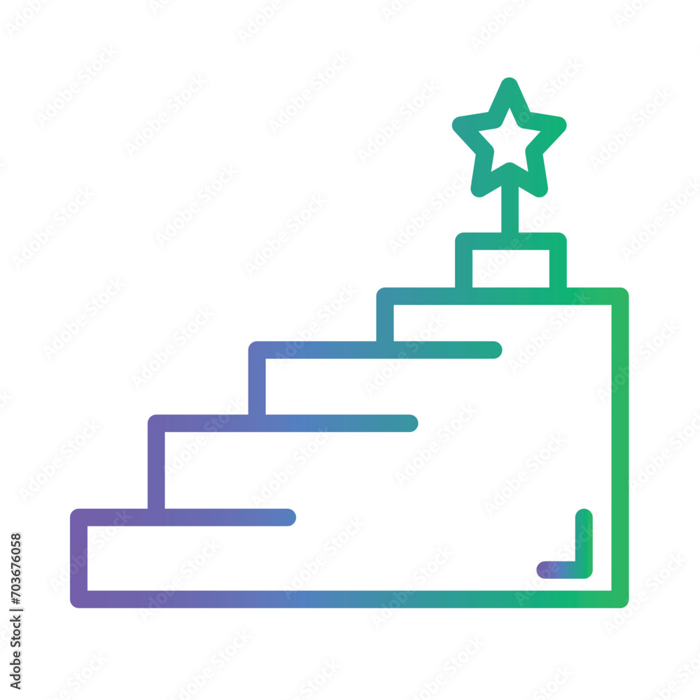 Stairs Success Top Gradient Outline Icon Stairs Success Top Gradient Outline Icon