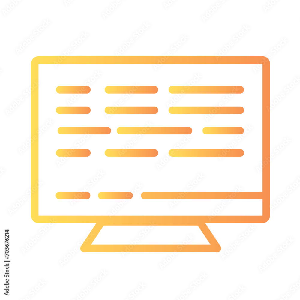 Display Coding Computer Gradient Outline Icon Display Coding Computer Gradient Outline Icon