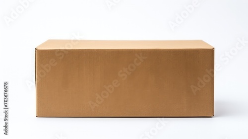 Brown cardboard box set on a white background. © crazyass