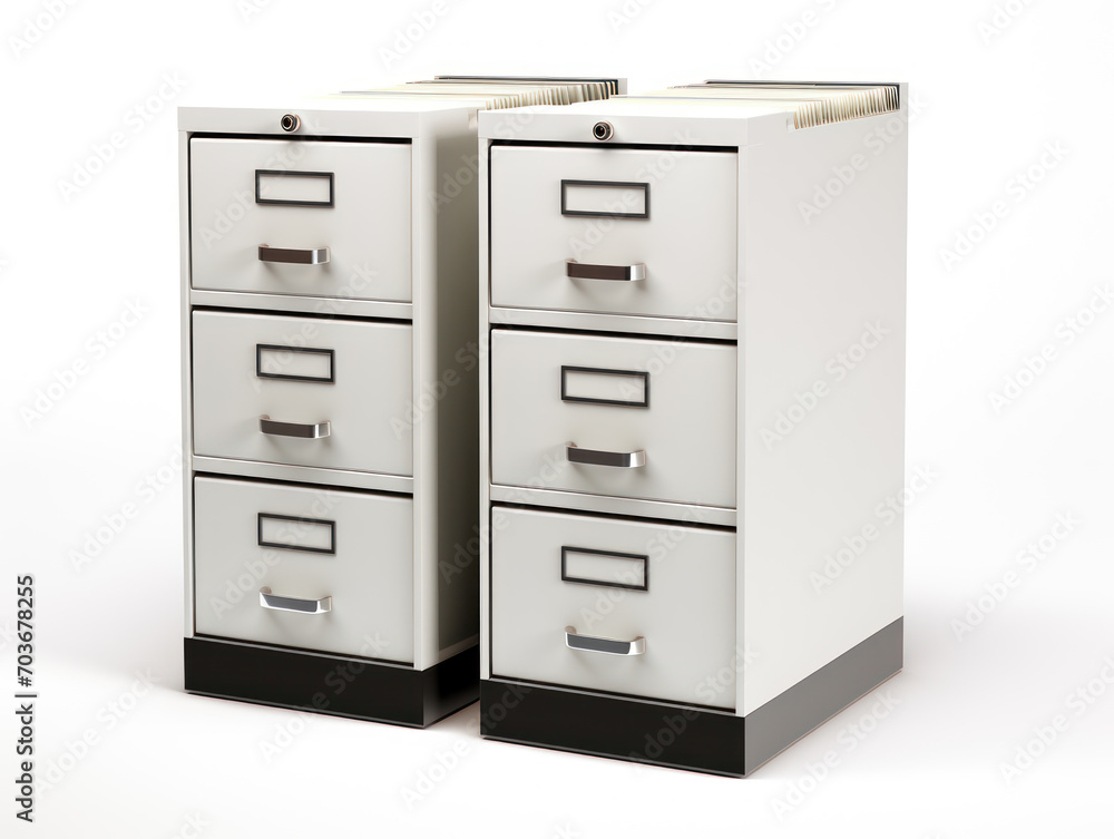 Document shelves are lined up isolated on white background Document shelves are lined up isolated on white background