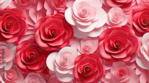 Beautiful roses background illustration. White  pink  and red flowers pattern.