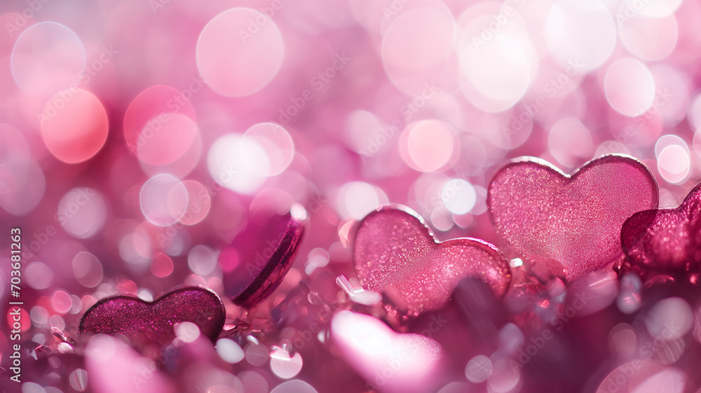 Valentine's Day Bokeh Heart Background with Copy Space Valentine's Day Bokeh Heart Background with Copy Space
