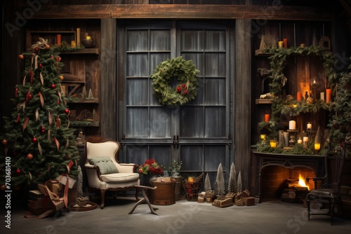Charming and rustic holiday decorations showcased in isolation