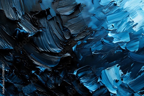 Abstract blue black oil painting background, texture background