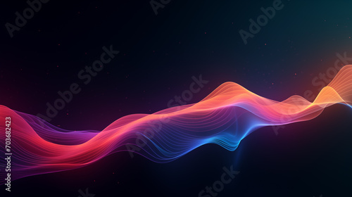 Abstract Colorful Neon Waves on Dark Background photo