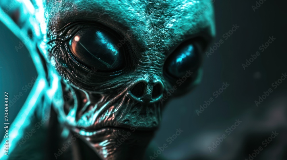 a close up of an alien like creature with big eyes and a strange look ...