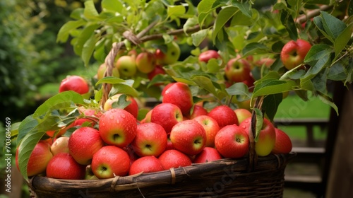 Basket filled with vibrant red apples