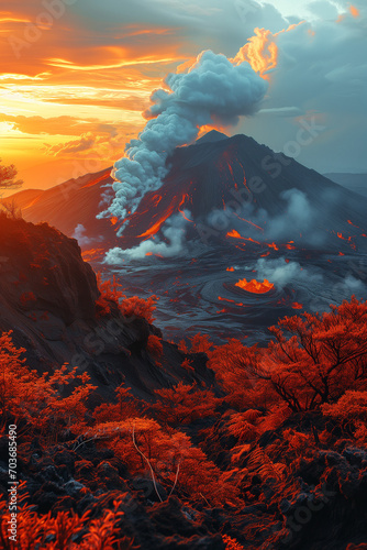 bromo mountain with sunrise,  photo