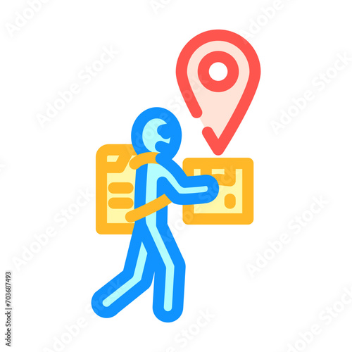 courier map location color icon vector. courier map location sign. isolated symbol illustration