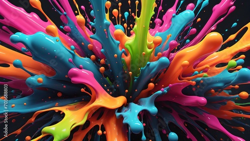 Organic vivid color liquid lines splash as an abstract plane wallpaper. Generative AI