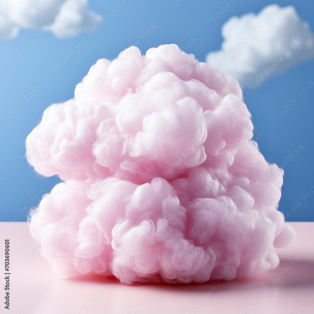 Fototapeta premium A heart shaped cloud floating in a pink sky, valentines day Banner, Happy Valentines day 