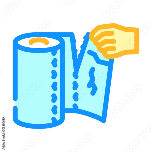 hand tearing paper towel color icon vector. hand tearing paper towel sign. isolated symbol illustration