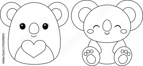 Cute Koala Squishmallow Illustration Coloring Page For Kids