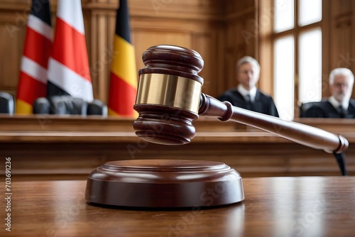 Ein Richterhammer im Gericht - Symbolbild für Recht und Ordnung - KI generiert
