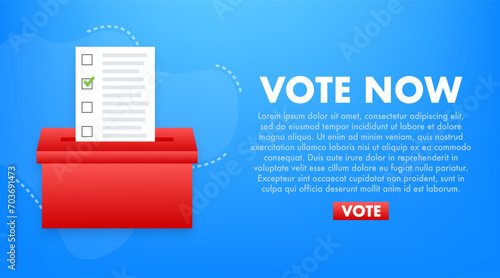 Online Voting Concept Vector Illustration with Ballot Box and Check Mark, Digital Election and Democracy Theme