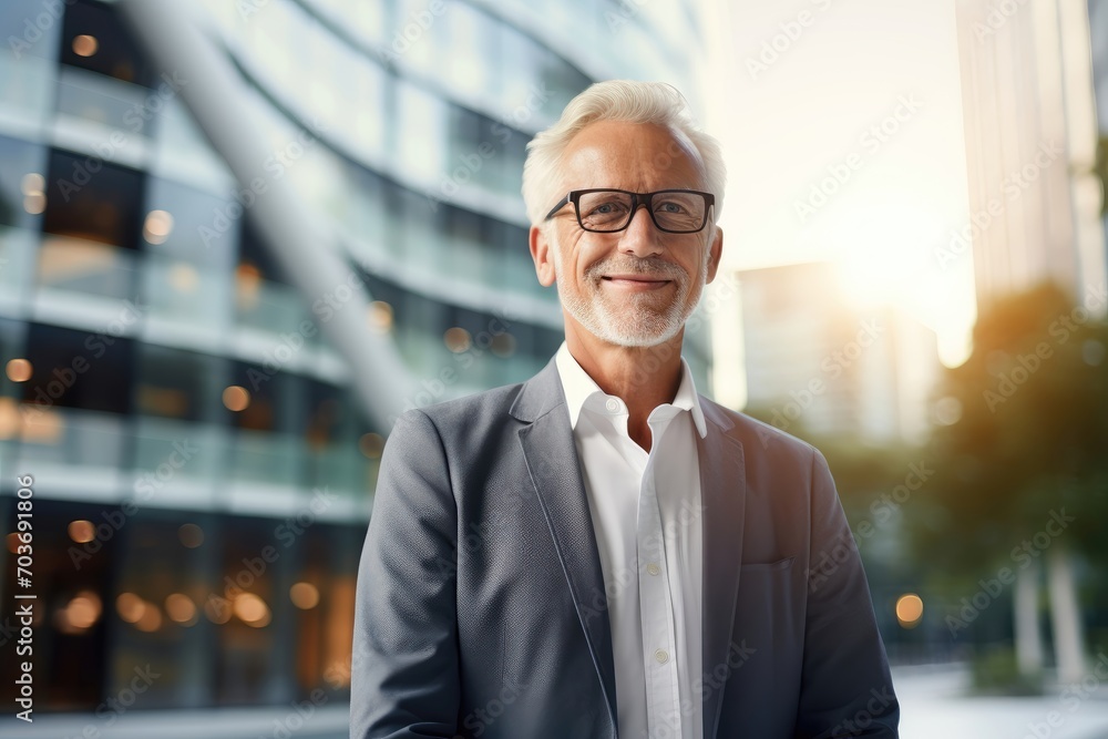 Smiling senior man in glasses with urban backdrop. Smiling senior man in glasses with urban backdrop.